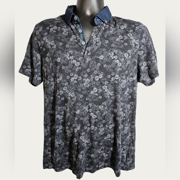 Ted Baker London Other - Ted Baker Mens Polo Shirt Black Gray Floral 5 Large